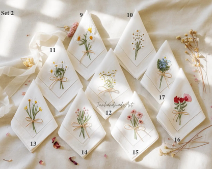 Custom Embroidered Handkerchief, Ladies Embroidery Handkerchief, Linen Handkerchiefs, Custom Women Floral Handkerchiefs