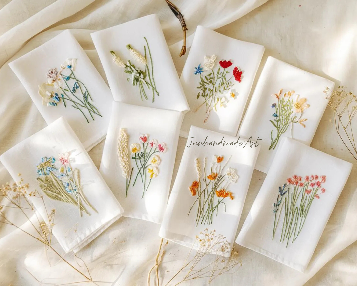 Custom Embroidered Handkerchief, Ladies Embroidery Handkerchief, Linen Handkerchiefs, Custom Women Floral Handkerchiefs