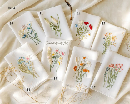 Custom Embroidered Handkerchief, Ladies Embroidery Handkerchief, Linen Handkerchiefs, Custom Women Floral Handkerchiefs