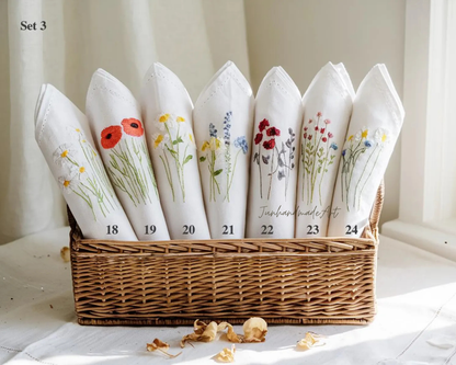 Custom Embroidered Handkerchief, Ladies Embroidery Handkerchief, Linen Handkerchiefs, Custom Women Floral Handkerchiefs