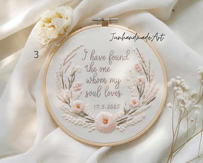 Custom Wedding Embroidery Hoop with Flowers and Names – Personalized Hand Embroidered Wildflowers Gift for Couple, Anniversary