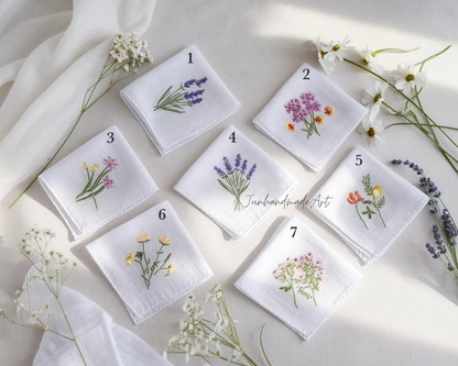Custom Embroidered Handkerchief, Ladies Embroidery Handkerchief, Linen Handkerchiefs, Custom Women Floral Handkerchiefs
