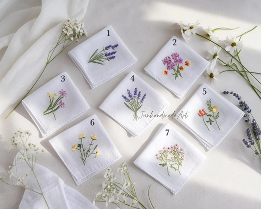 Custom Embroidered Handkerchief, Ladies Embroidery Handkerchief, Linen Handkerchiefs, Custom Women Floral Handkerchiefs