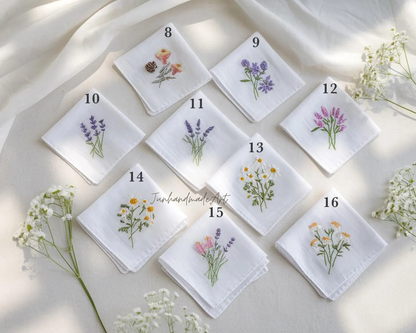 Custom Embroidered Handkerchief, Ladies Embroidery Handkerchief, Linen Handkerchiefs, Custom Women Floral Handkerchiefs