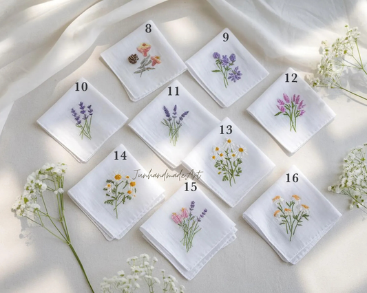 Custom Embroidered Handkerchief, Ladies Embroidery Handkerchief, Linen Handkerchiefs, Custom Women Floral Handkerchiefs