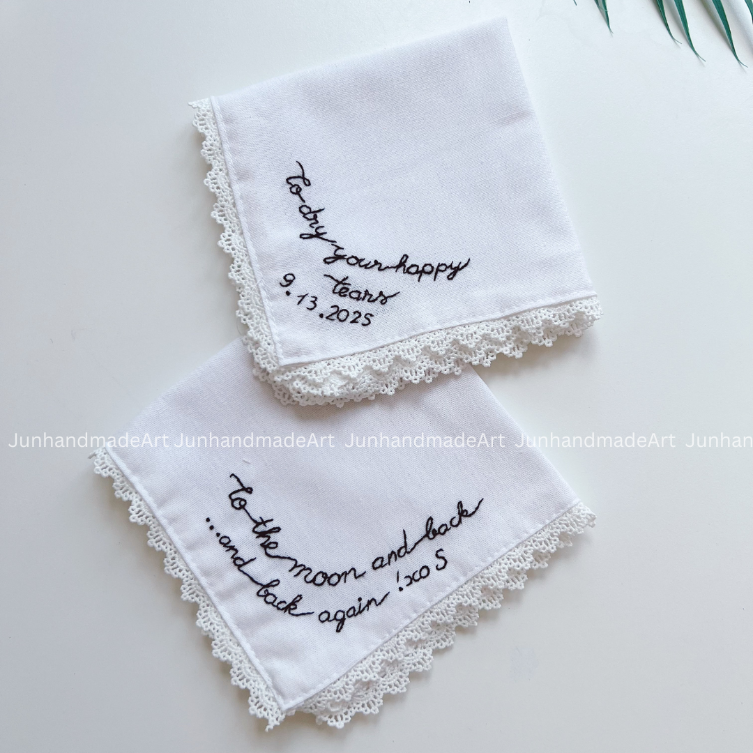 Loving Messages Handkerchief, Custom Embroidered Handkerchief, Linen Handkerchiefs
