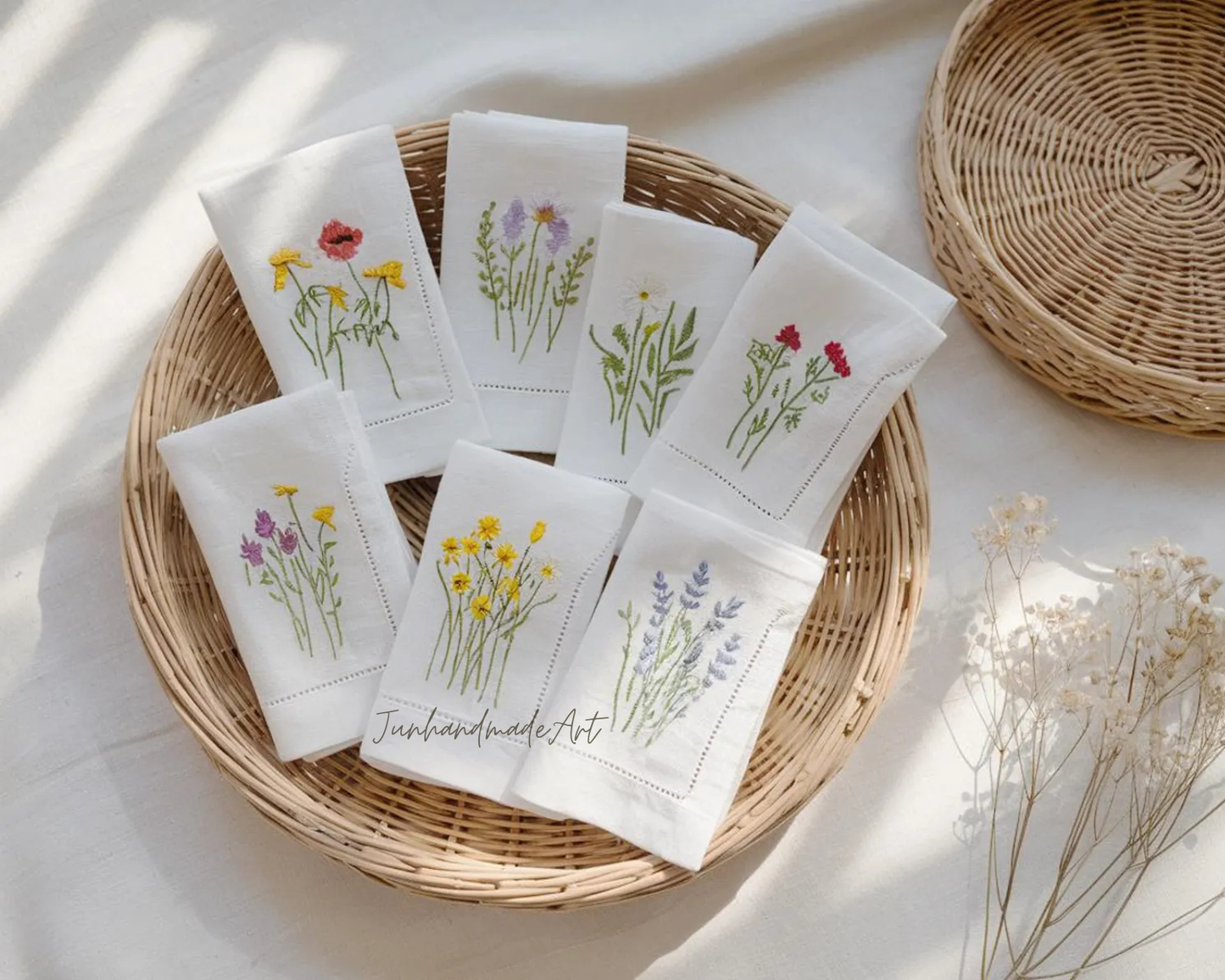 Custom Embroidered Wedding Handkerchief, Ladies Embroidery Handkerchief, Linen Handkerchiefs, Personalized Women Floral Handkerchiefs Gift