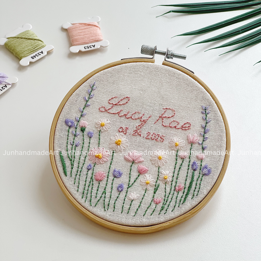 Magical Pastel Flowers Hoop Custom Floral Wedding Hoops Wedding Gift