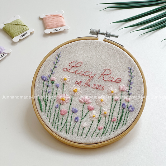 Magical Pastel Flowers Hoop Custom Floral Wedding Hoops Wedding Gift