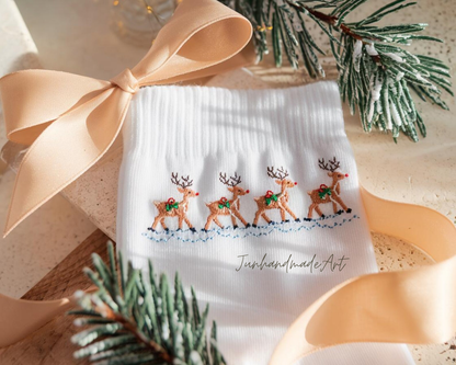Personalized Embroidered Christmas Socks – Personalized Holiday Socks, Custom Handmade Gift, Cozy Winter Socks, Christmas Stocking Stuffer