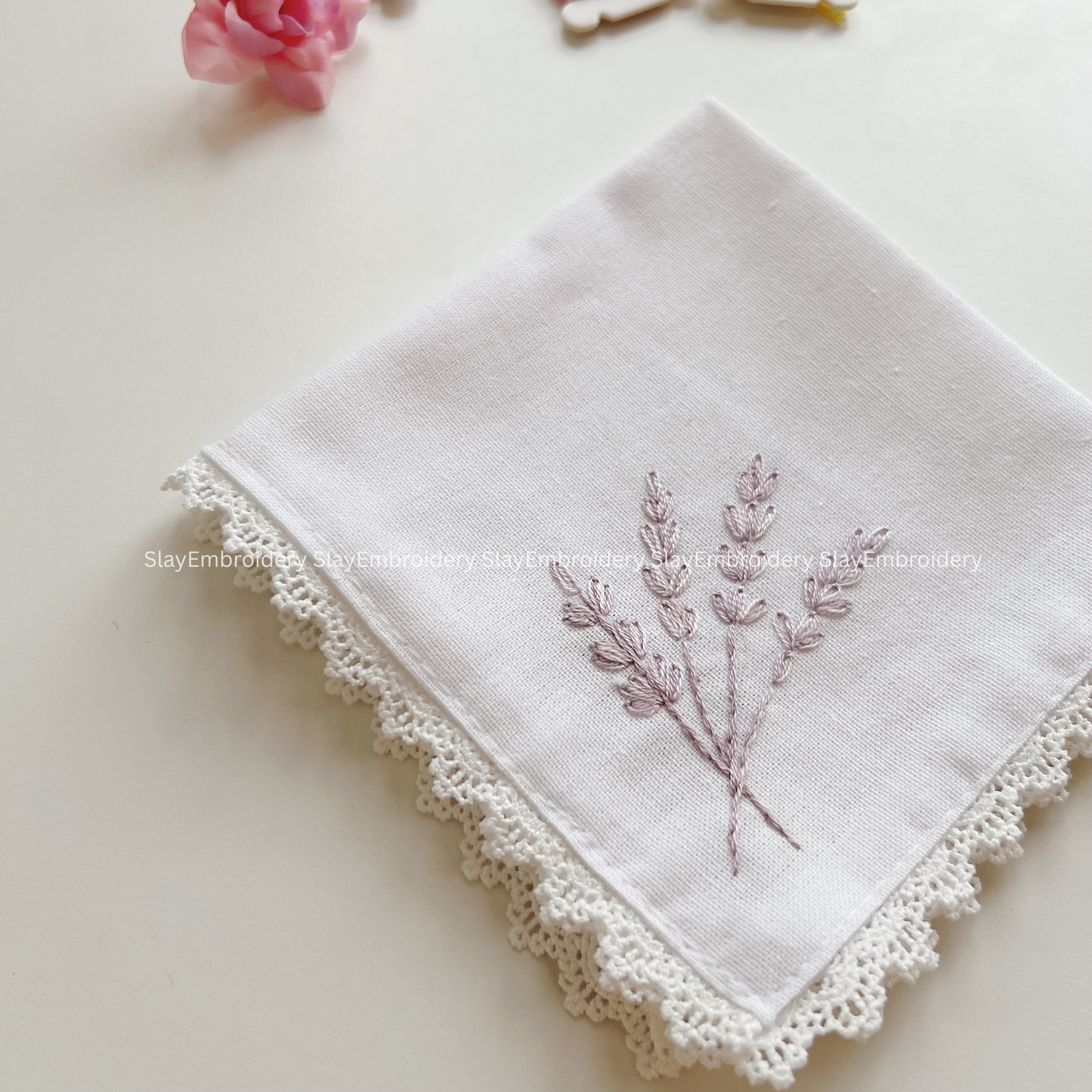 Pastel Lavender Wedding Handkerchief, Custom Embroidered Handkerchief, Linen Handkerchiefs