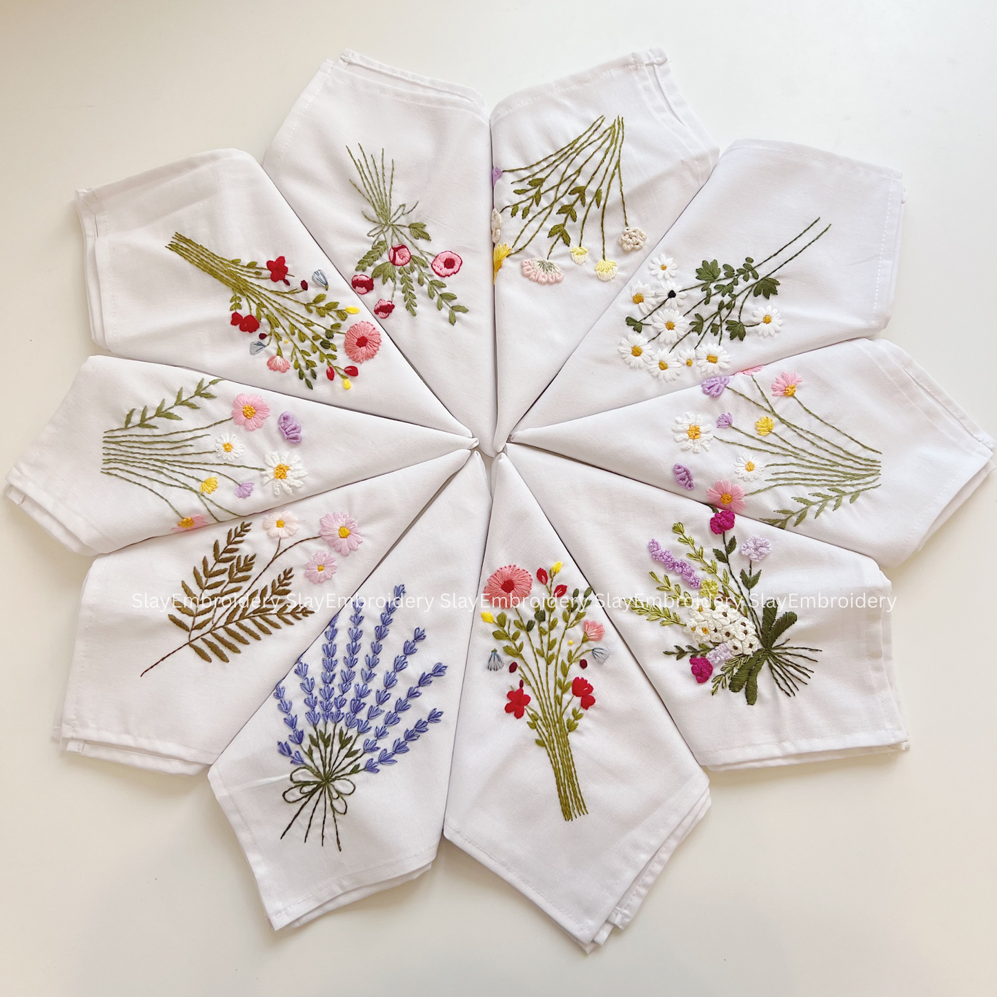 Floral Embroidered Linen Napkins – Elegant Floral Napkin – Rustic Wedding Table Decor Housewarming Gift, for Her or Hostess