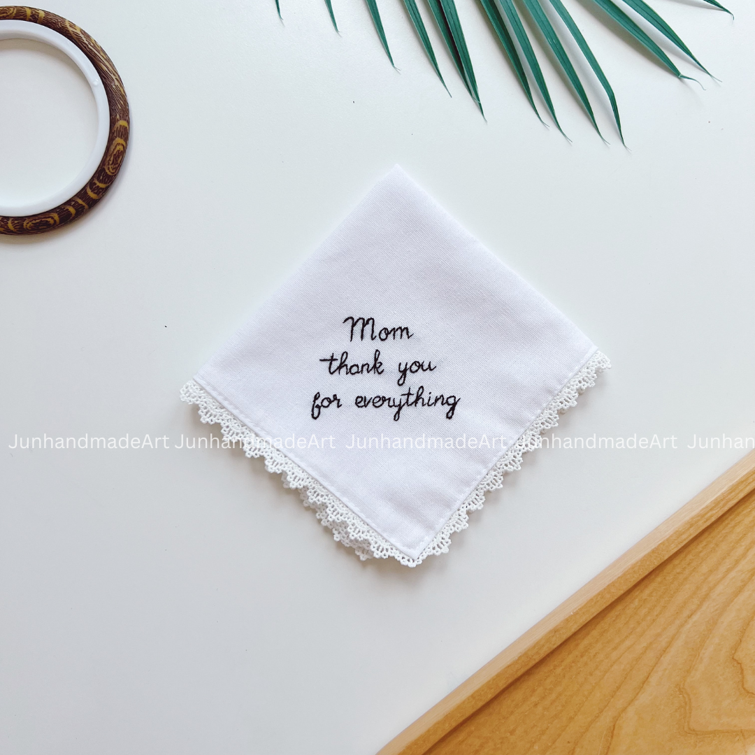 Loving Messages Handkerchief, Custom Embroidered Handkerchief, Linen Handkerchiefs