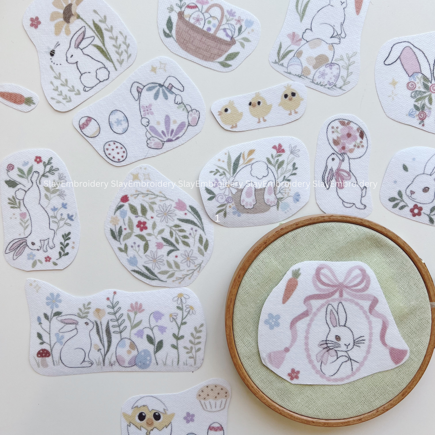 Little Bunny Easter Day Embroidery Pattern For Beginner Easy To Use Stick and Stitch