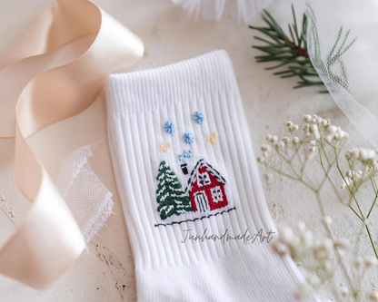 Personalized Embroidered Christmas Socks – Personalized Holiday Socks, Custom Handmade Gift, Cozy Winter Socks, Christmas Stocking Stuffer