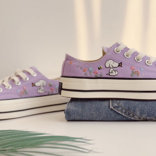 Flowers Embroidery Low Top