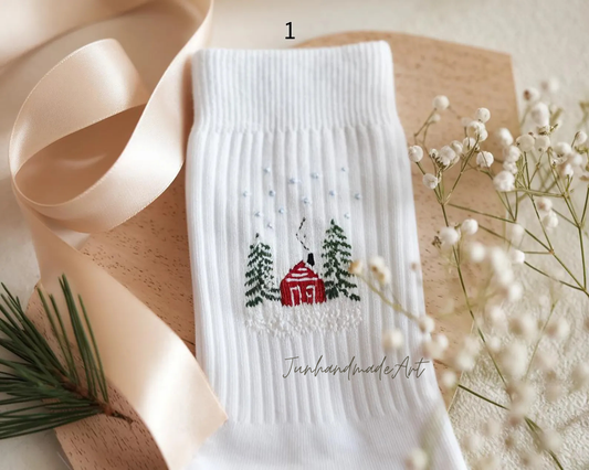 Personalized Embroidered Christmas Socks – Personalized Holiday Socks, Custom Handmade Gift, Cozy Winter Socks, Christmas Stocking Stuffer