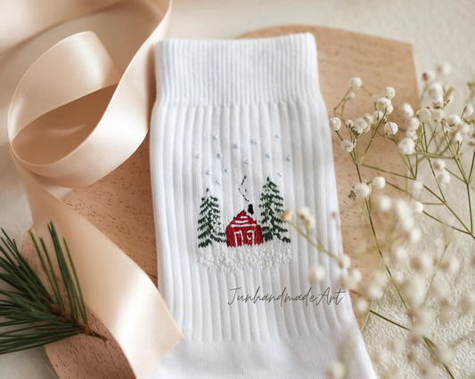 Personalized Embroidered Christmas Socks – Personalized Holiday Socks, Custom Handmade Gift, Cozy Winter Socks, Christmas Stocking Stuffer