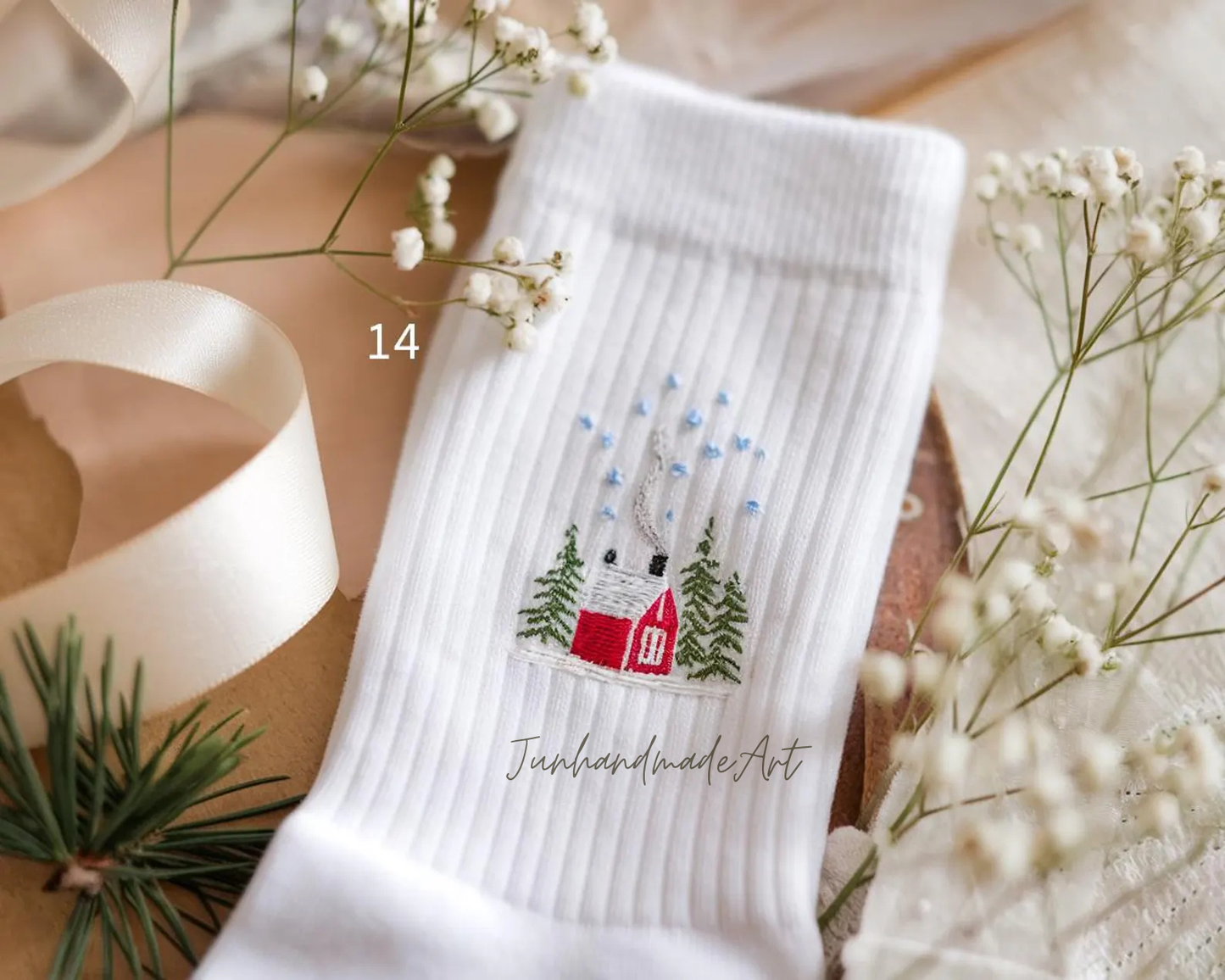 Personalized Embroidered Christmas Socks – Personalized Holiday Socks, Custom Handmade Gift, Cozy Winter Socks, Christmas Stocking Stuffer