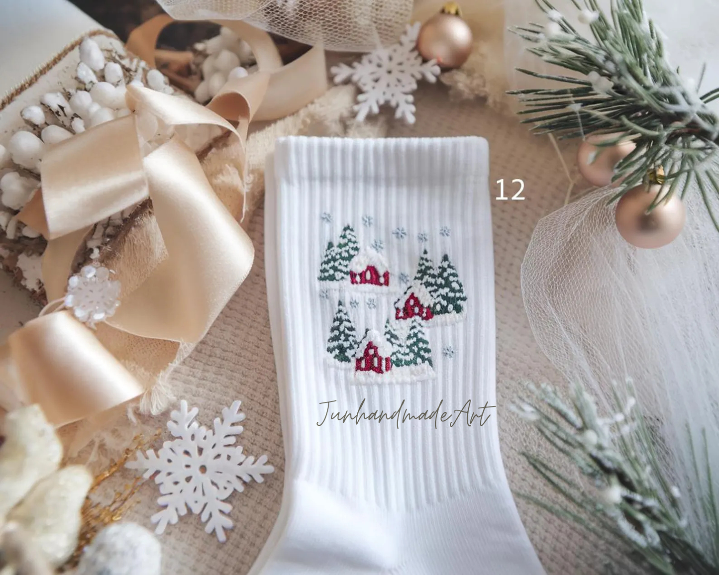 Personalized Embroidered Christmas Socks – Personalized Holiday Socks, Custom Handmade Gift, Cozy Winter Socks, Christmas Stocking Stuffer