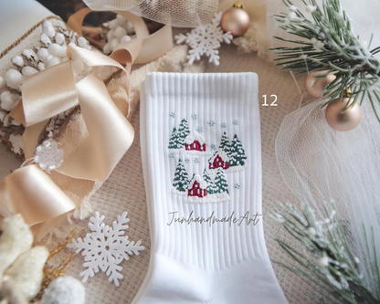 Personalized Embroidered Christmas Socks – Personalized Holiday Socks, Custom Handmade Gift, Cozy Winter Socks, Christmas Stocking Stuffer