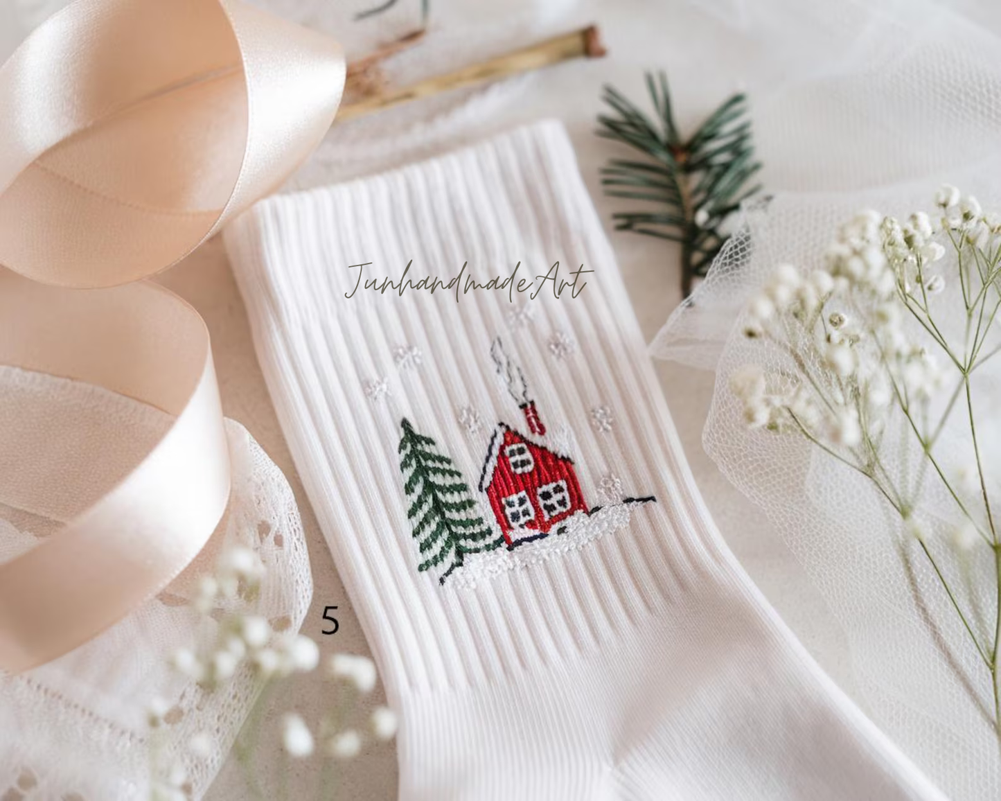 Personalized Embroidered Christmas Socks – Personalized Holiday Socks, Custom Handmade Gift, Cozy Winter Socks, Christmas Stocking Stuffer
