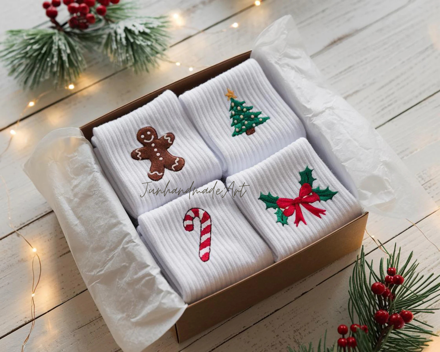 Personalized Embroidered Christmas Socks – Personalized Holiday Socks, Custom Handmade Gift, Cozy Winter Socks, Christmas Stocking Stuffer