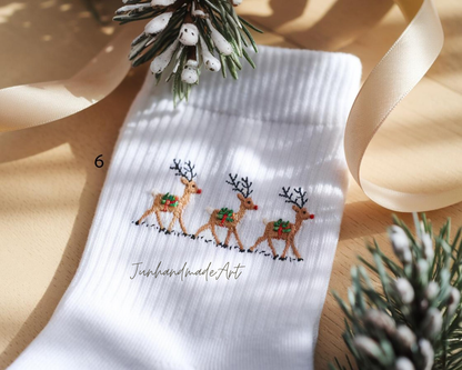 Personalized Embroidered Christmas Socks – Personalized Holiday Socks, Custom Handmade Gift, Cozy Winter Socks, Christmas Stocking Stuffer