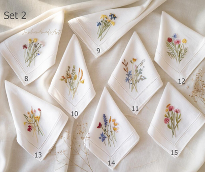 Custom Embroidered Wedding Handkerchief, Ladies Embroidery Handkerchief, Linen Handkerchiefs, Personalized Women Floral Handkerchiefs Gift