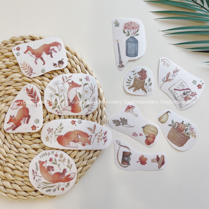 Fox In The Forest Embroidery Pattern For Beginner Easy To Use Stick and Stitch