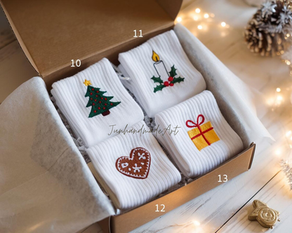 Personalized Embroidered Christmas Socks – Personalized Holiday Socks, Custom Handmade Gift, Cozy Winter Socks, Christmas Stocking Stuffer