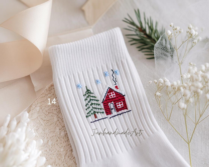 Personalized Embroidered Christmas Socks – Personalized Holiday Socks, Custom Handmade Gift, Cozy Winter Socks, Christmas Stocking Stuffer
