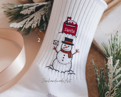 Personalized Embroidered Christmas Socks – Personalized Holiday Socks, Custom Handmade Gift, Cozy Winter Socks, Christmas Stocking Stuffer