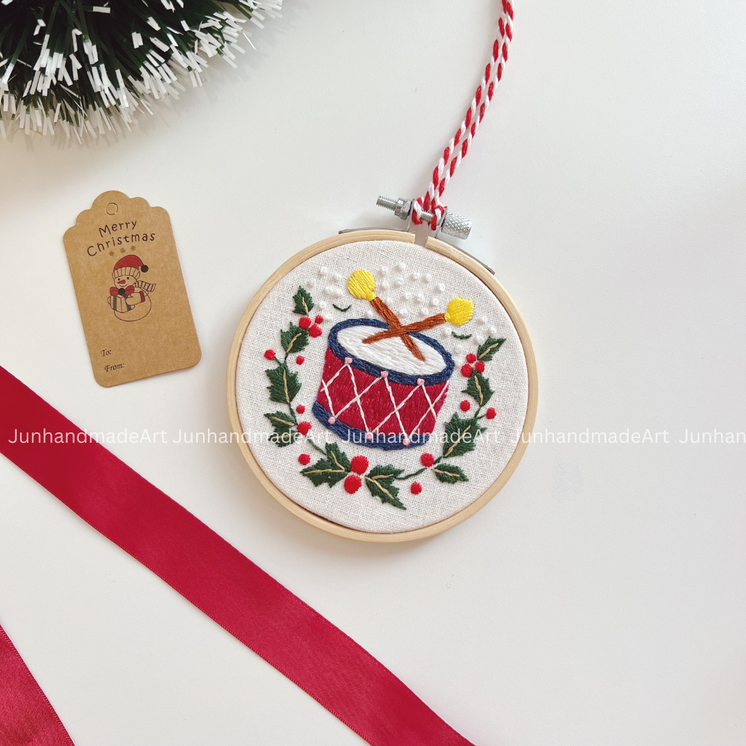 Festive Drum Christmas Ornament 10 x 10 cm (4x4 in)