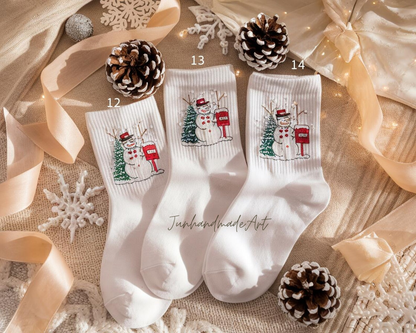 Personalized Embroidered Christmas Socks – Personalized Holiday Socks, Custom Handmade Gift, Cozy Winter Socks, Christmas Stocking Stuffer