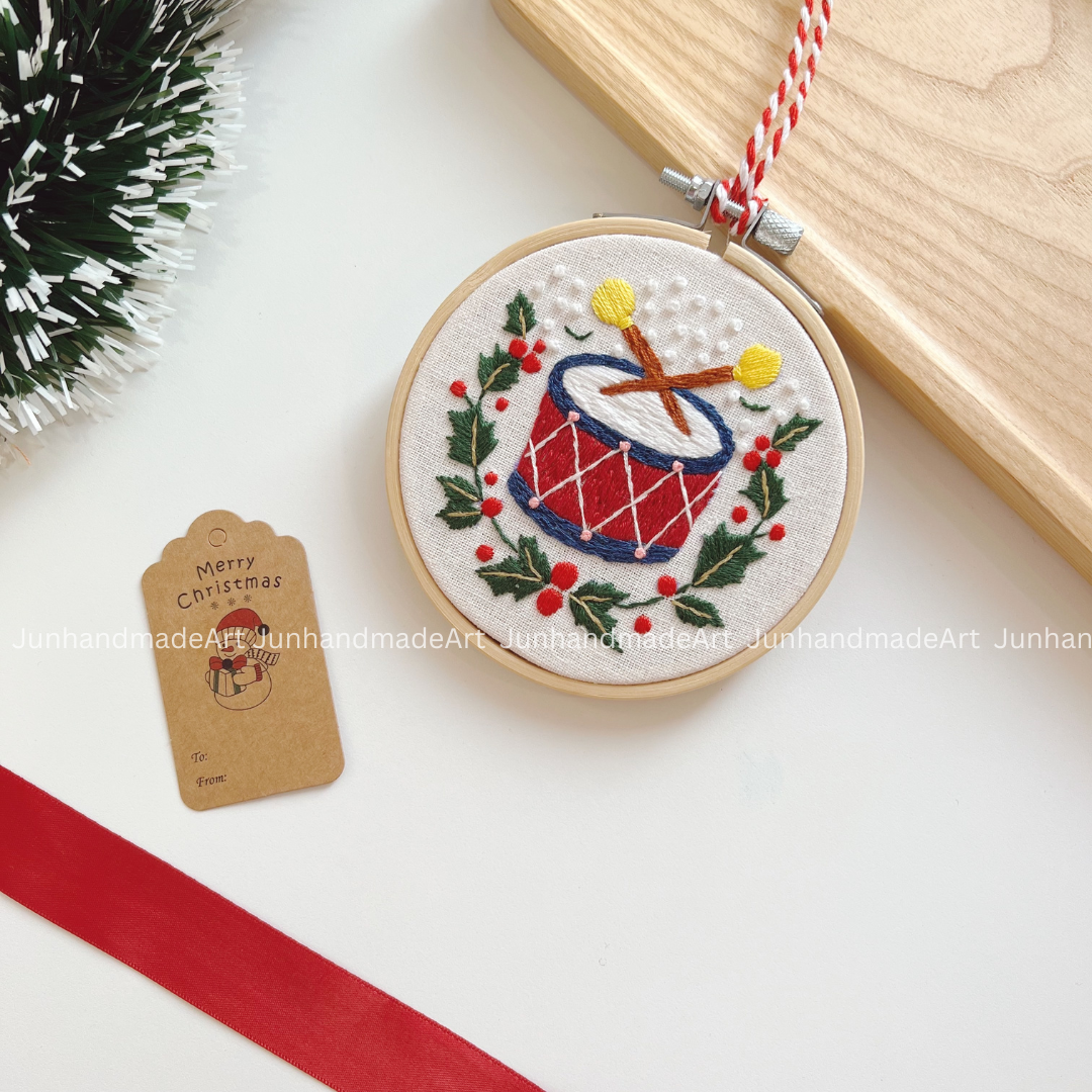 Festive Drum Christmas Ornament 10 x 10 cm (4x4 in)