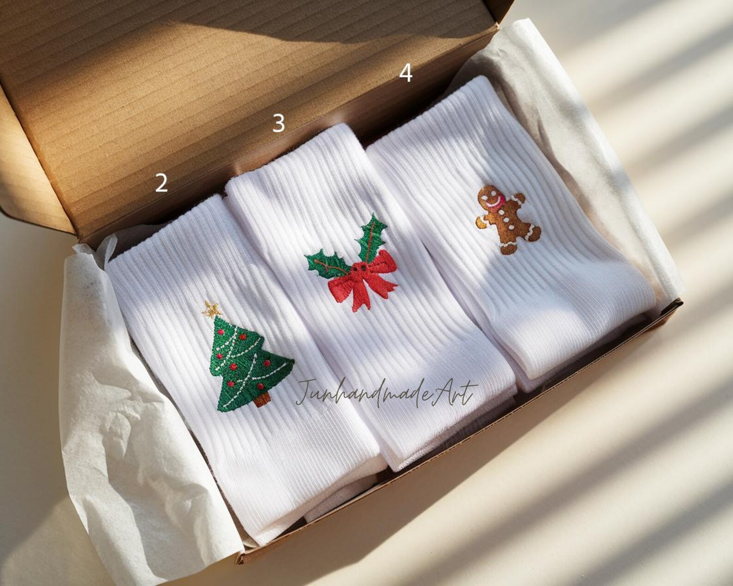 Personalized Embroidered Christmas Socks – Personalized Holiday Socks, Custom Handmade Gift, Cozy Winter Socks, Christmas Stocking Stuffer