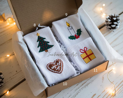 Personalized Embroidered Christmas Socks – Personalized Holiday Socks, Custom Handmade Gift, Cozy Winter Socks, Christmas Stocking Stuffer