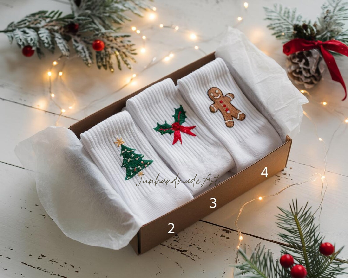 Personalized Embroidered Christmas Socks – Personalized Holiday Socks, Custom Handmade Gift, Cozy Winter Socks, Christmas Stocking Stuffer