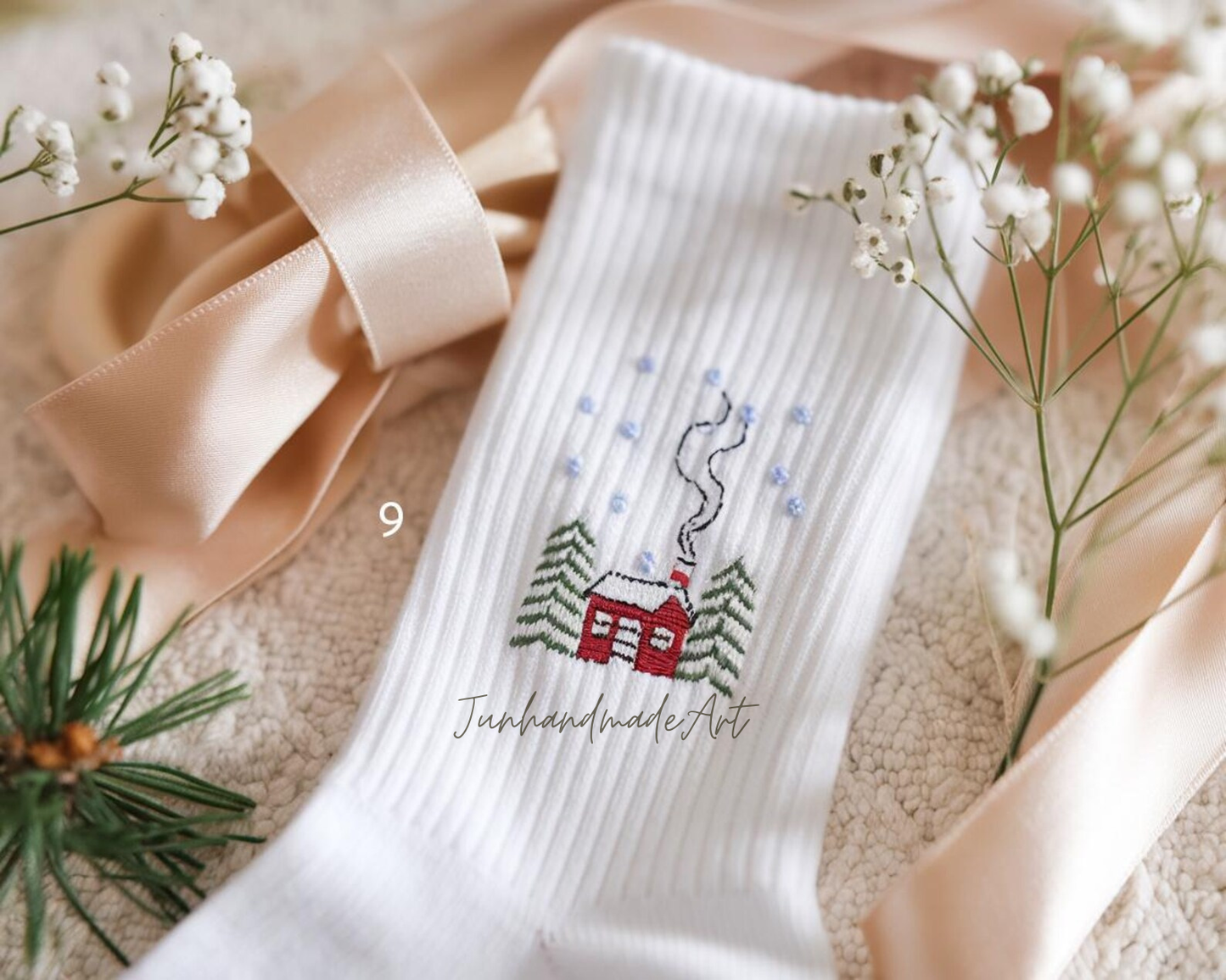 Personalized Embroidered Christmas Socks – Personalized Holiday Socks, Custom Handmade Gift, Cozy Winter Socks, Christmas Stocking Stuffer