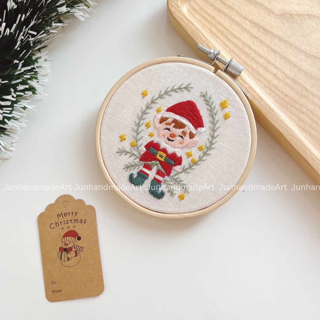 Cheerful Elf Christmas Ornament 10 x 10 cm (4x4 in)