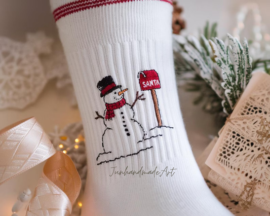 Personalized Embroidered Christmas Socks – Personalized Holiday Socks, Custom Handmade Gift, Cozy Winter Socks, Christmas Stocking Stuffer