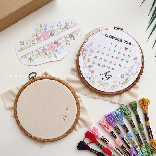 Custom Name Wedding Ring Bearer Hoop (6.7 inch) Decoration Wedding Hoop Embroidery Kit With Flowers Designs Stick & Stitch DIY Kit For Beginners