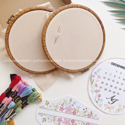 Custom Name Wedding Ring Bearer Hoop (6.7 inch) Decoration Wedding Hoop Embroidery Kit With Flowers Designs Stick & Stitch DIY Kit For Beginners