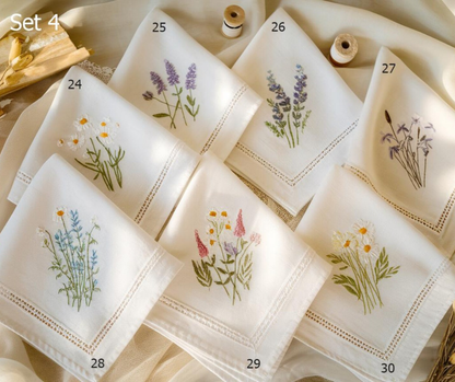 Custom Embroidered Wedding Handkerchief, Ladies Embroidery Handkerchief, Linen Handkerchiefs, Personalized Women Floral Handkerchiefs Gift