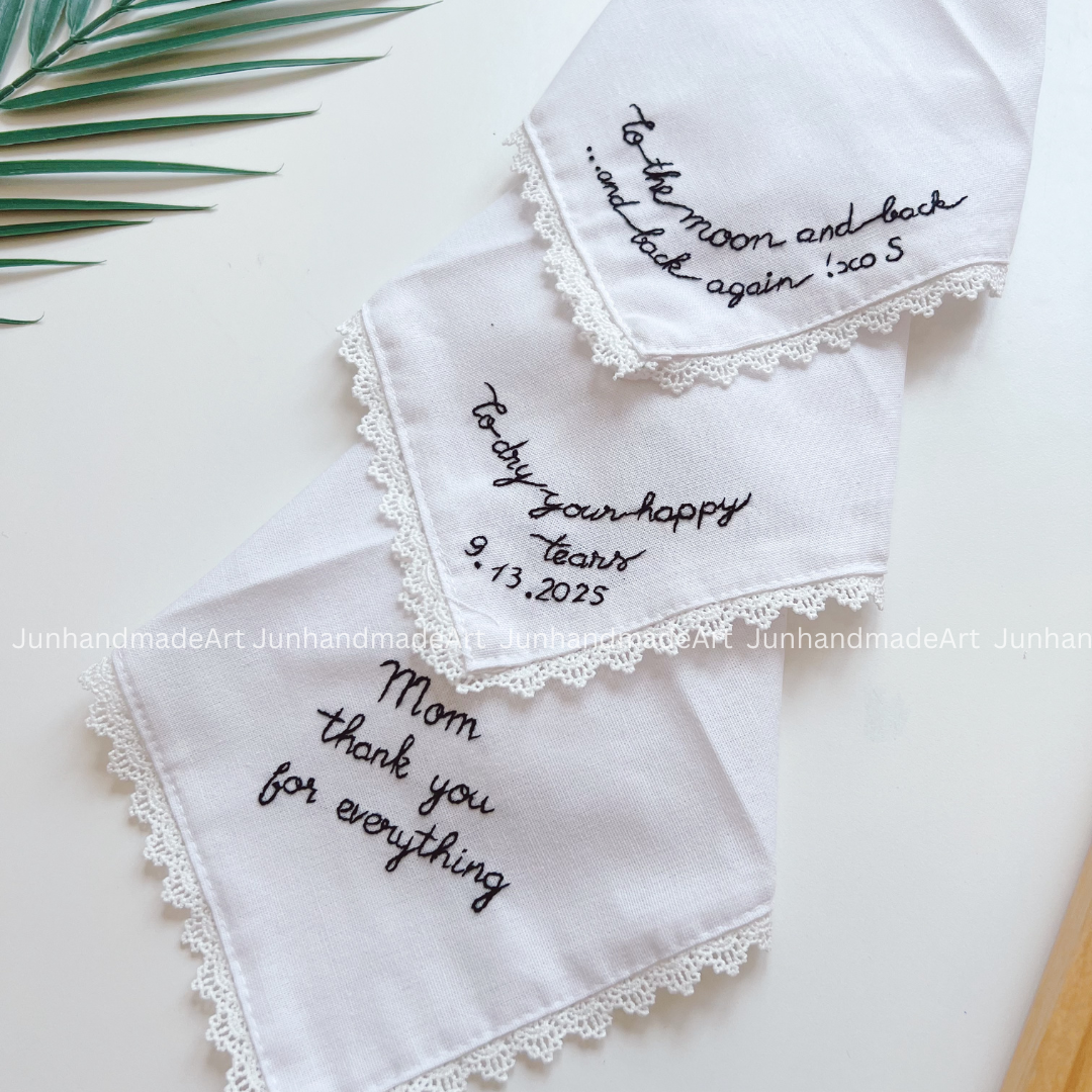 Loving Messages Handkerchief, Custom Embroidered Handkerchief, Linen Handkerchiefs