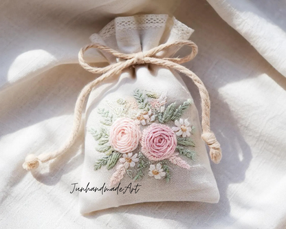 Personalized Embroidered Wedding Sachet Bag – Wedding Favor Gift, Linen Lavender Pouch, Custom Name & Date (Copy)