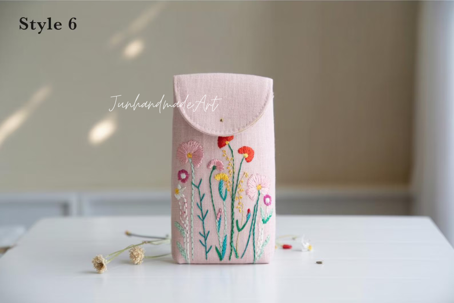 Hand Embroidered Floral Eyeglass Case, Soft Linen Glasses Pouch, Custom Sunglasses Holder Gift for Her