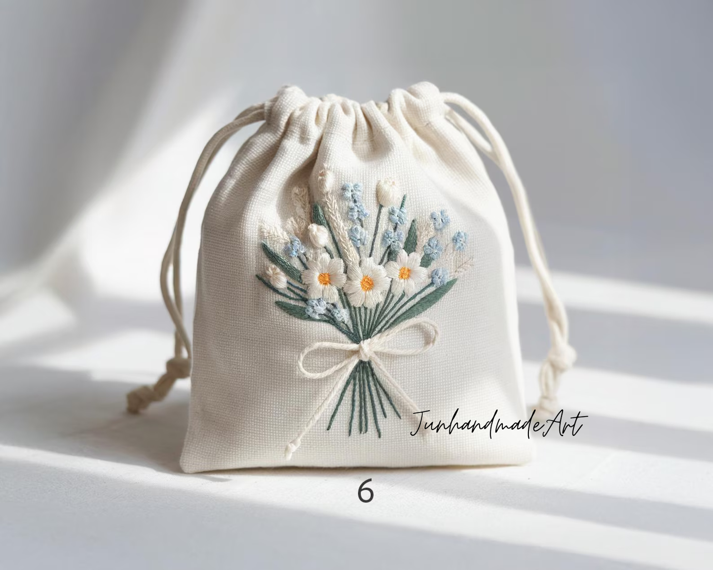 Personalized Embroidered Wedding Sachet Bag – Wedding Favor Gift, Linen Lavender Pouch, Custom Name & Date