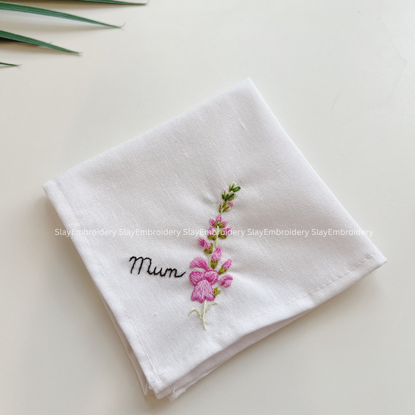 Wild Blush Wedding Handkerchief, Custom Embroidered Handkerchief